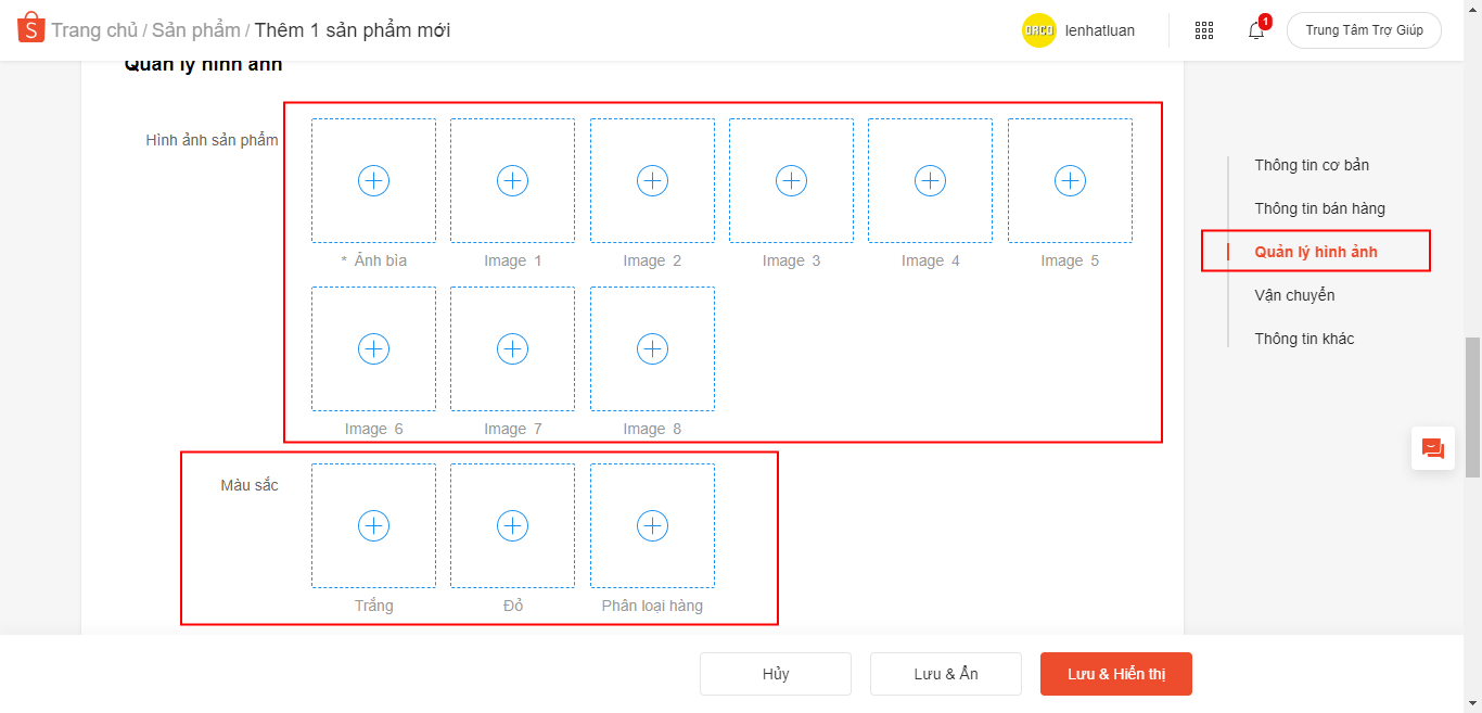 kích thước ảnh sản phẩm shopee