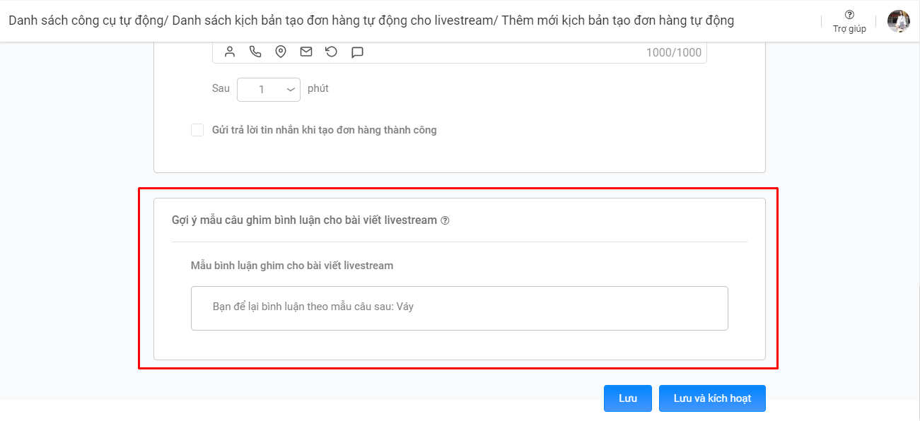 Gợi ý mẫu câu ghim bình luận cho bài viết livestream