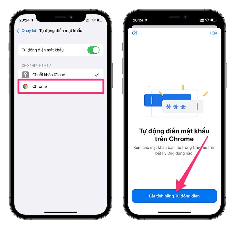 Không bật tính năng tự động điền mật khẩu