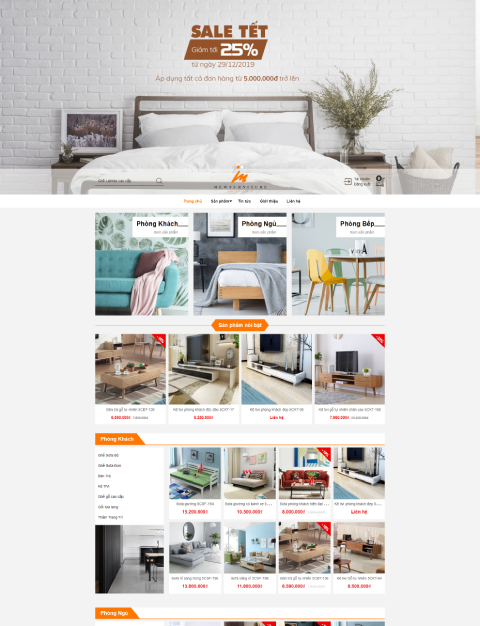 Mẫu website bán nội thất Mew Furniture