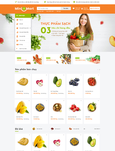 mẫu website ngành thực phẩm sapo web