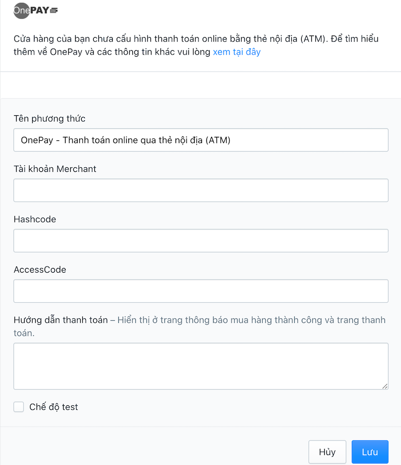 Kích hoạt Onepay trên Sapo Web