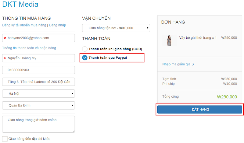 Cách thanh toán bằng Paypal
