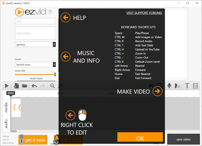 Phần mềm ghép nhạc vào video Ezvid