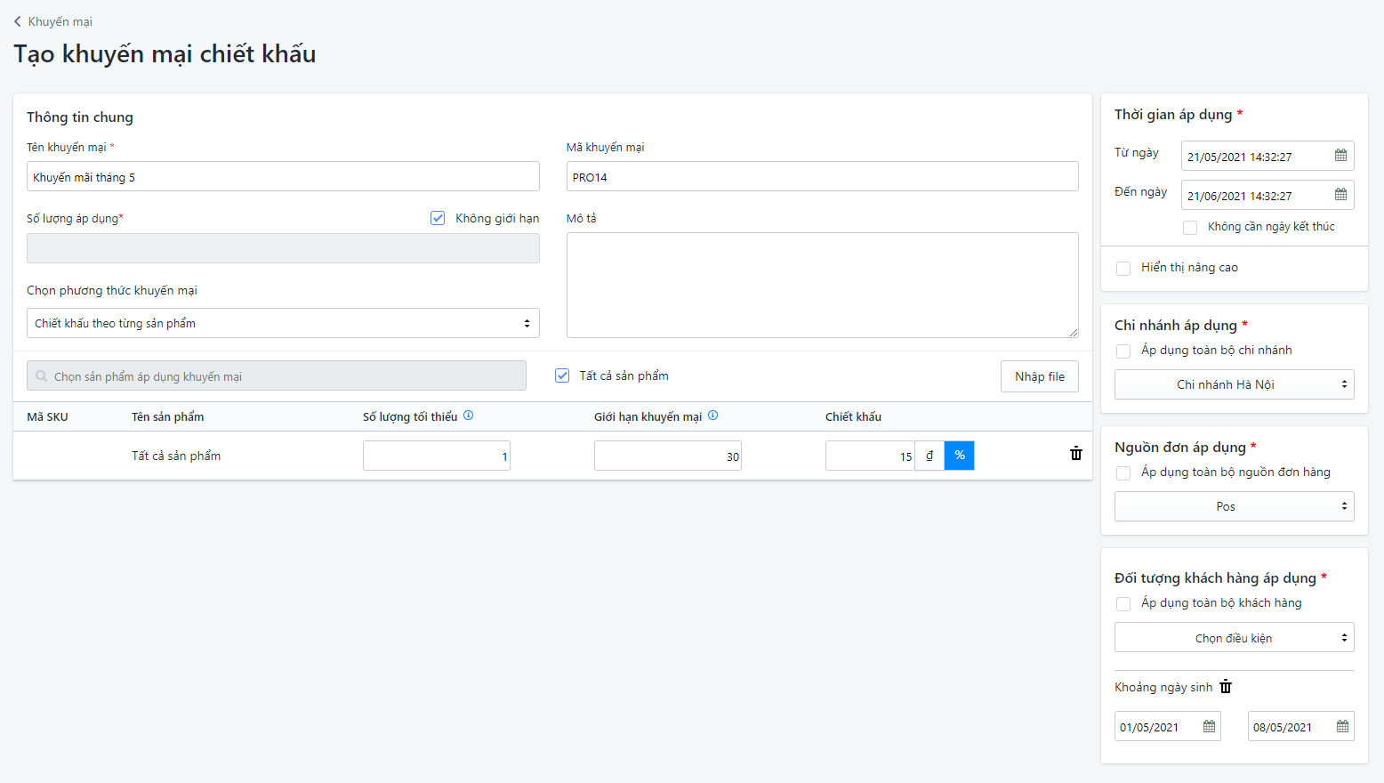 Bạn có thể dễ dàng tạo và quản lý các chương trình khuyến mãi với Sapo POS