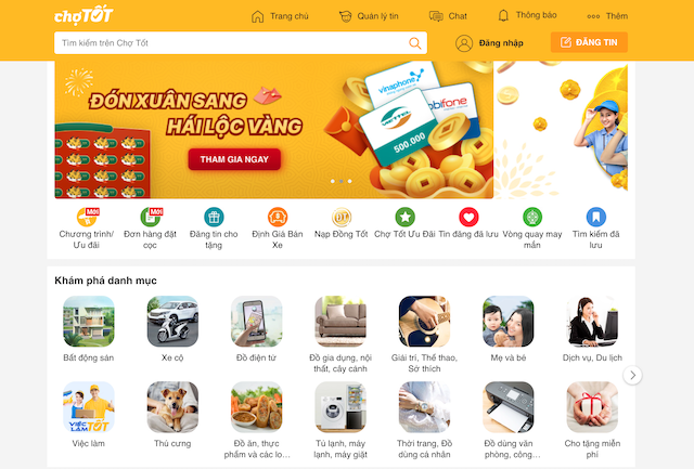 Web rao vặt miễn phí chợ tốt