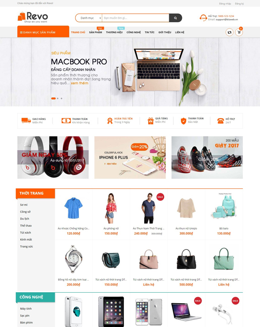 mẫu template bán hàng thời trang Revo Store
