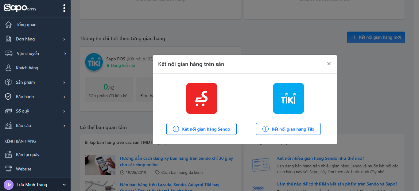 Kết nối gian hàng Tiki