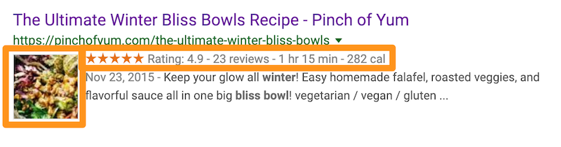 Recipe schema markup
