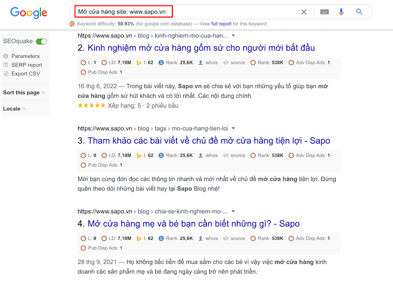 Tìm kiếm nội dung của một trang web cụ thể