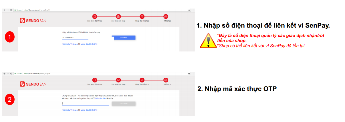 tạo địa chỉ lấy hàng trên sendo