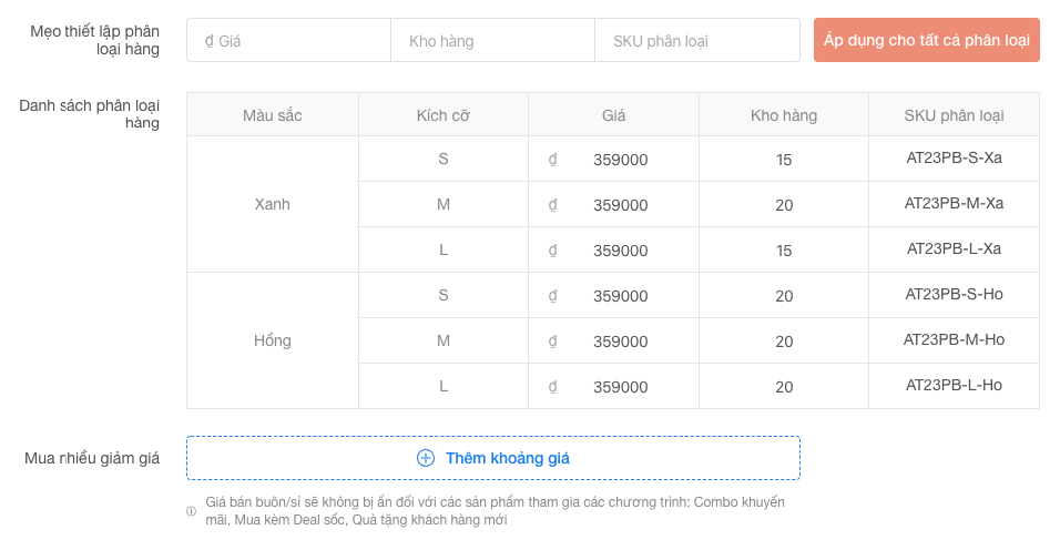 sku sản phẩm shopee là gì