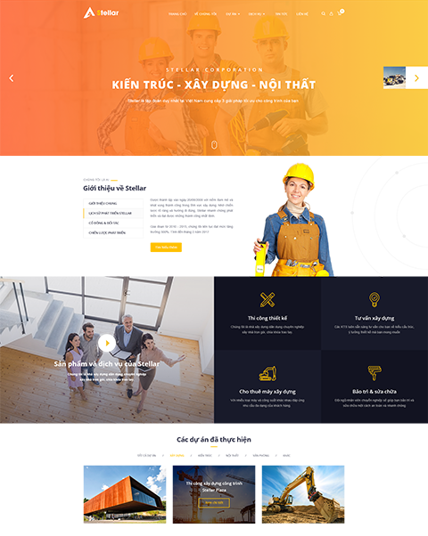 mẫu theme webiste Stellar ngành xây dựng, kiến trúc