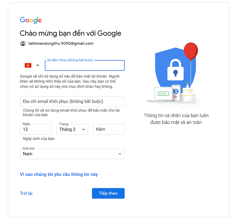 Cách đăng ký tài khoản Google