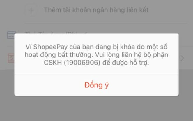 tài khoản shopee pay bị khóa tạm thời