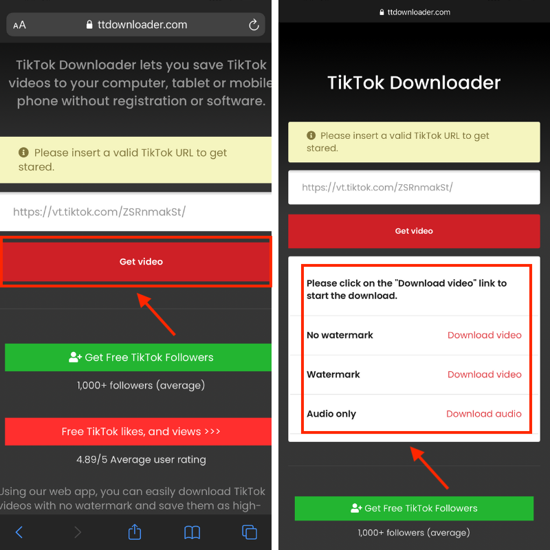 Tải video Tik Tok bằng ttdownloader.com