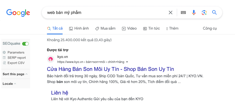 Tăng thứ hạng website mỹ phẩm