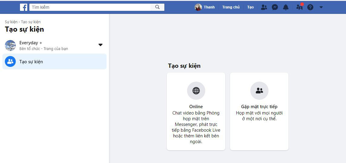 tạo sự kiện trên facebook