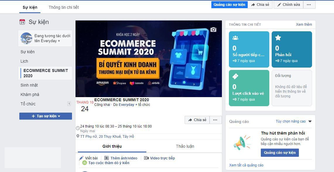 tạo sự kiện trên facebook