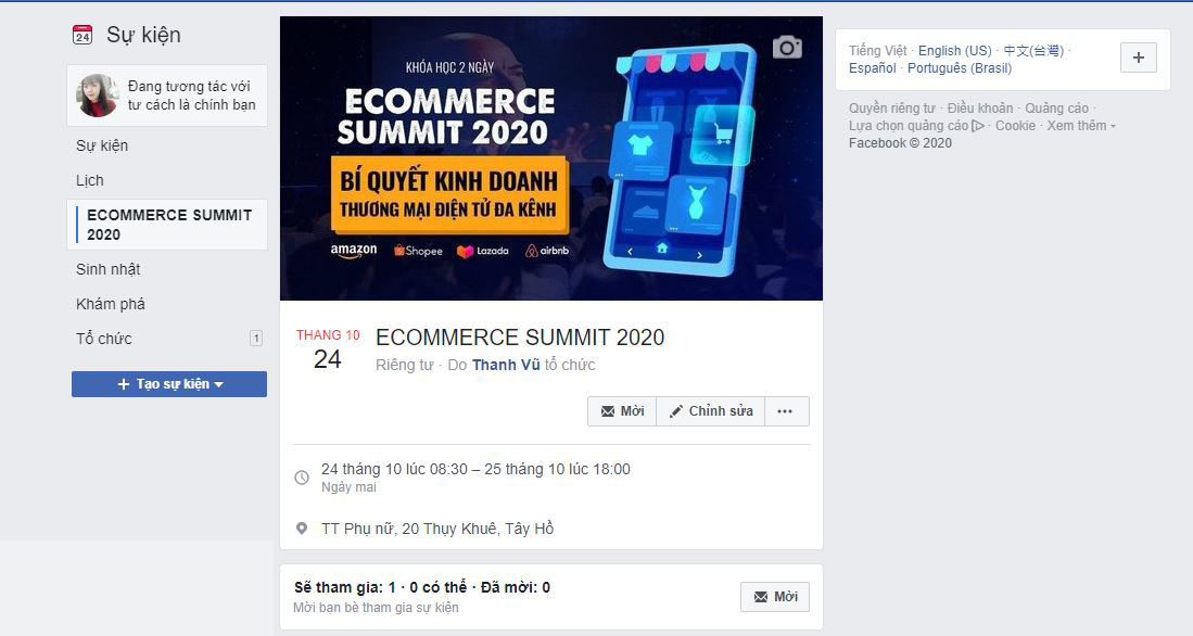 cách tạo sự kiện trên facebook