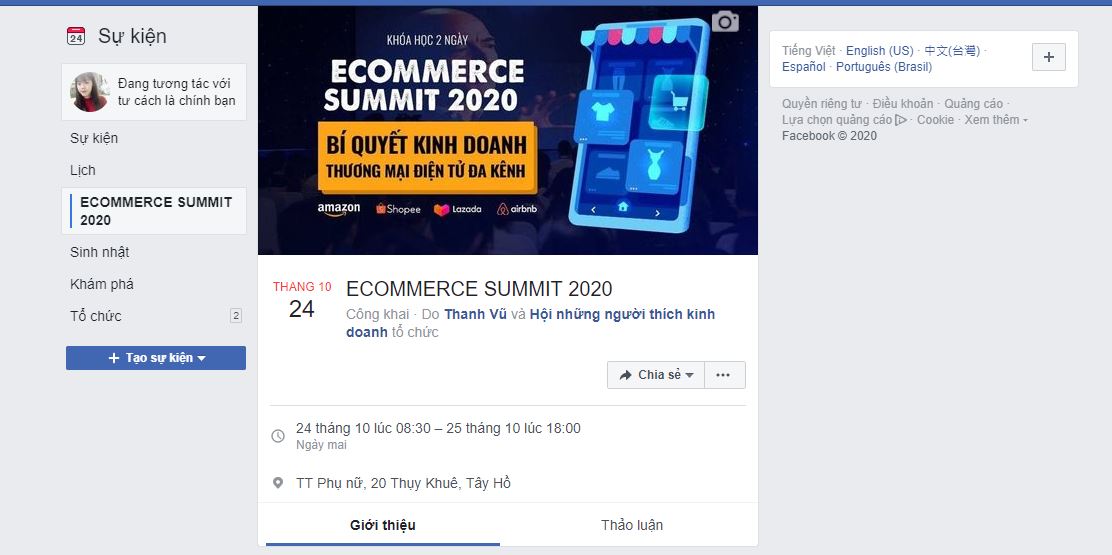 tạo sự kiện trên facebook