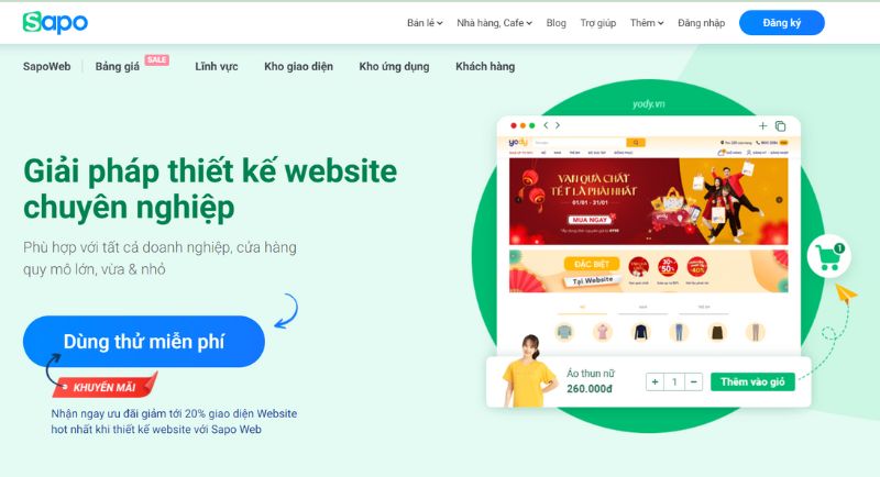 Sapo Web là dịch vụ thiết kế website chuyên nghiệp nhận được sự tin tưởng của hơn 190.000 khách hàng