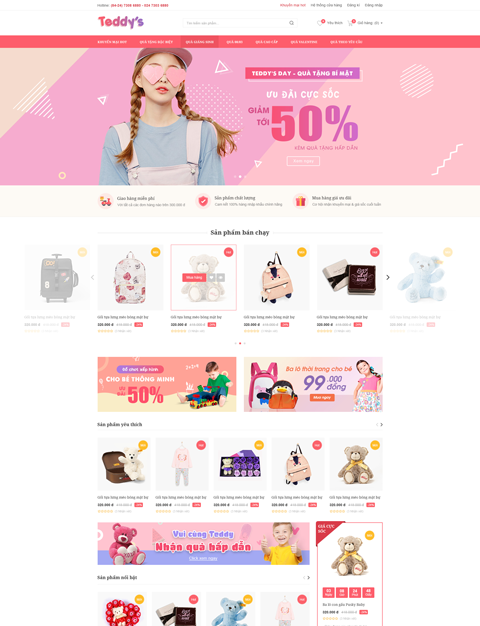 mẫu website bán thời trang Teddy