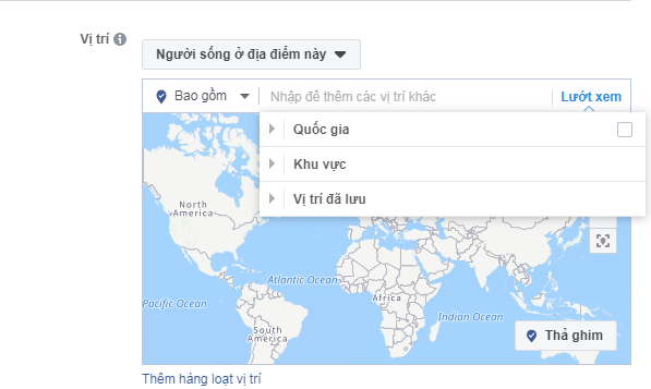 chọn khu vực vị trí