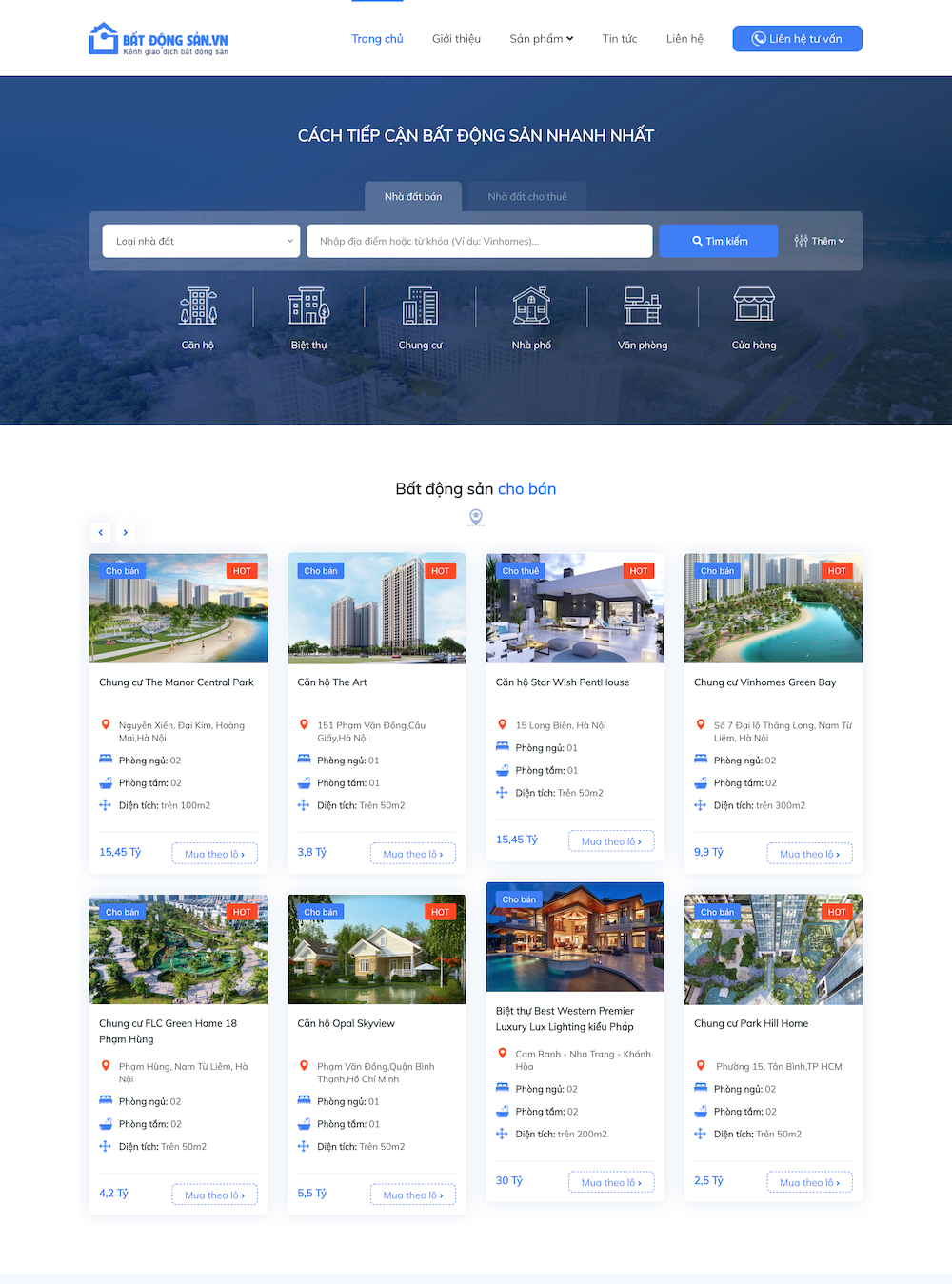 Giao diện Bất động sản.VN