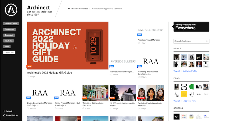 website kiến trúc Archinect