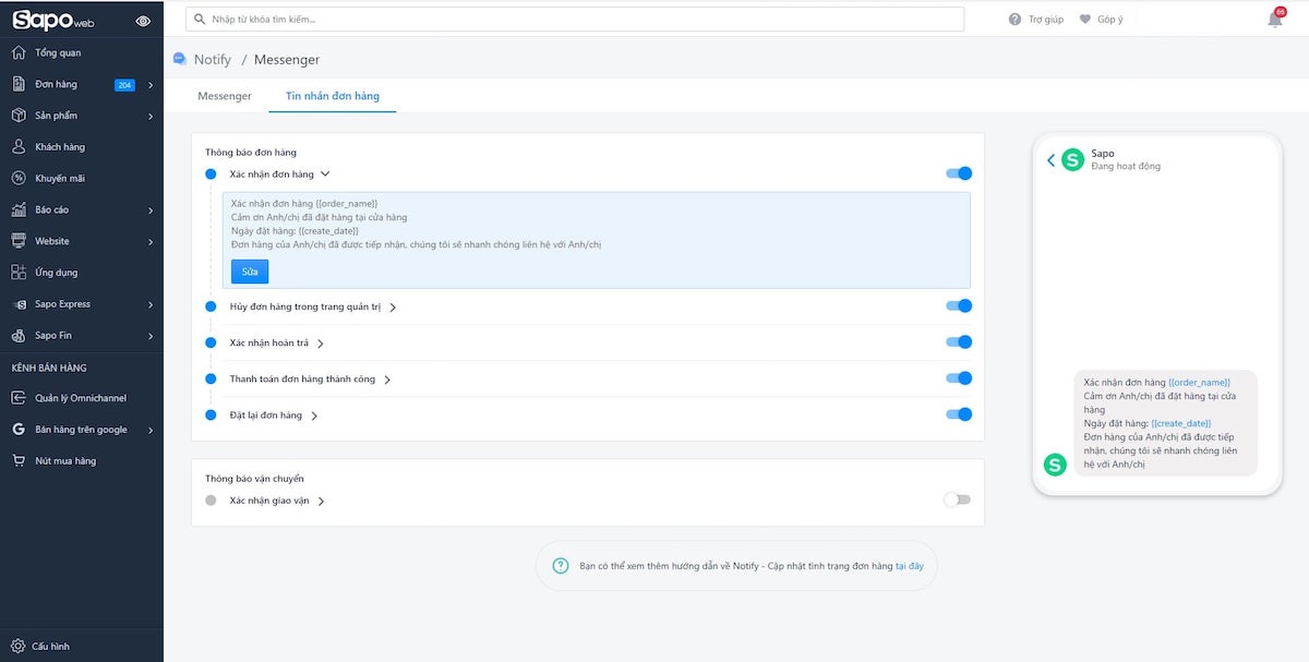 thiet-ke-website-vinh-phuc-99 Thông báo khuyến mãi, tình trạng đơn hàng đến người dùng