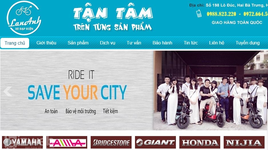 Giao diện thiết kế website xe đạp điện