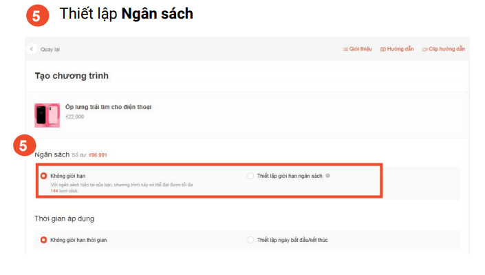 thiết lập ngân sách