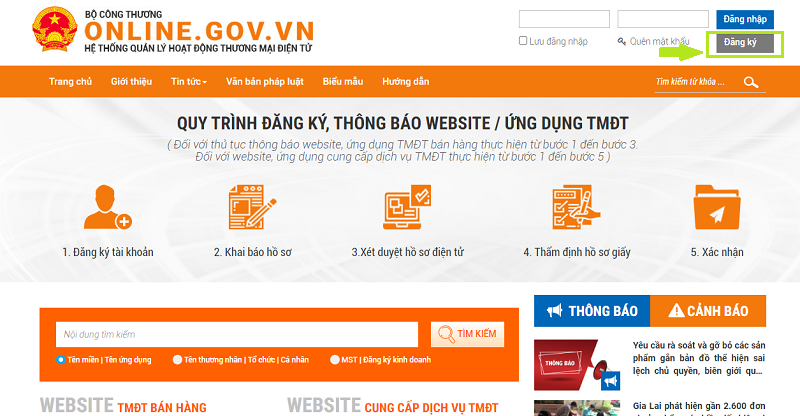 cách đăng ký website thương mại điện tử với Bộ Công Thương