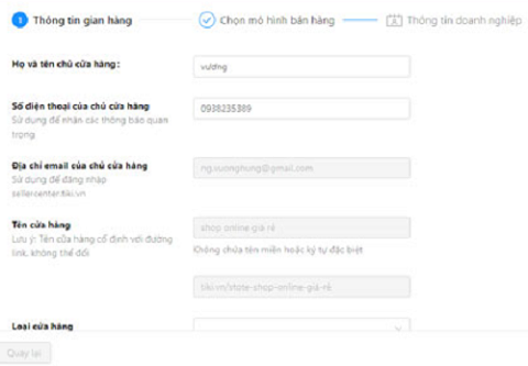 tiki5-1 cập nhật thông tin gian hàng trên Tiki