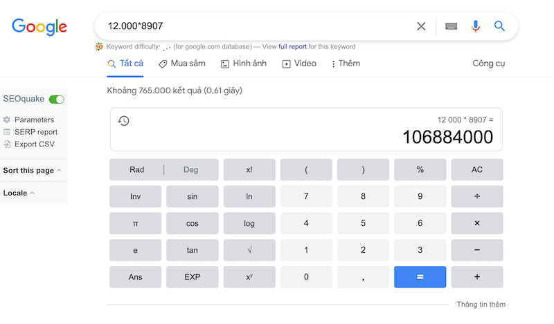 Tính toán bằng Google