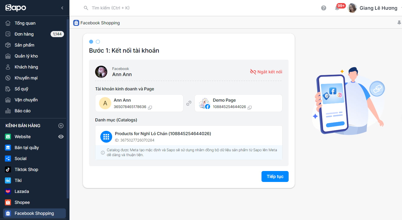tinh-nang-mua-sam-tren-messenger-6 Kết nối tài khoản