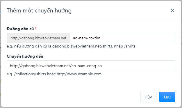 Hỗ trợ chuyển hướng URL