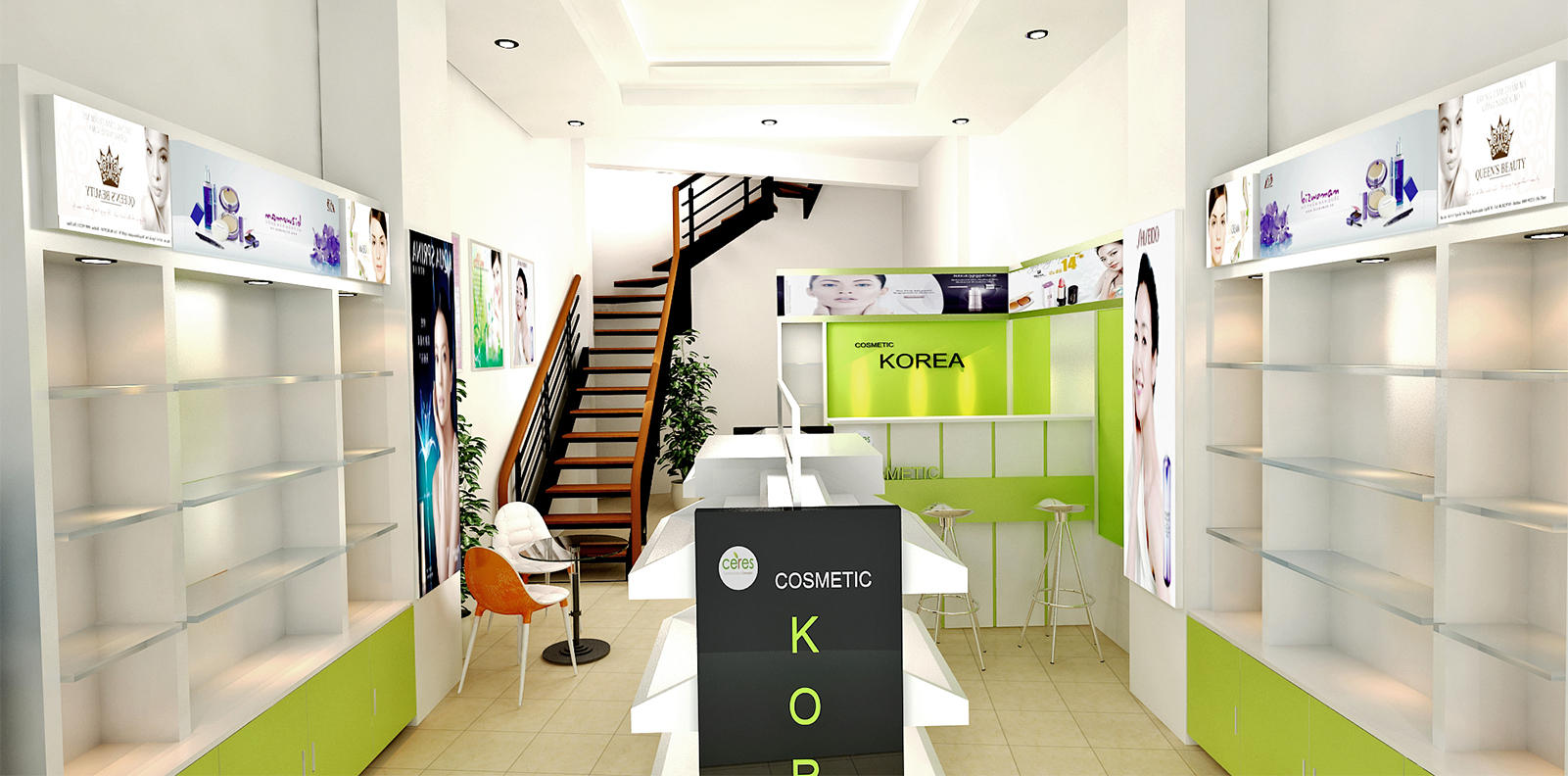 Tận dụng tủ trưng bày nhiều kệ để trưng bày nhiều sản phẩm