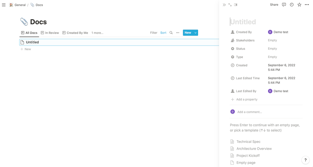 Web ghi chú trên máy tính Notion