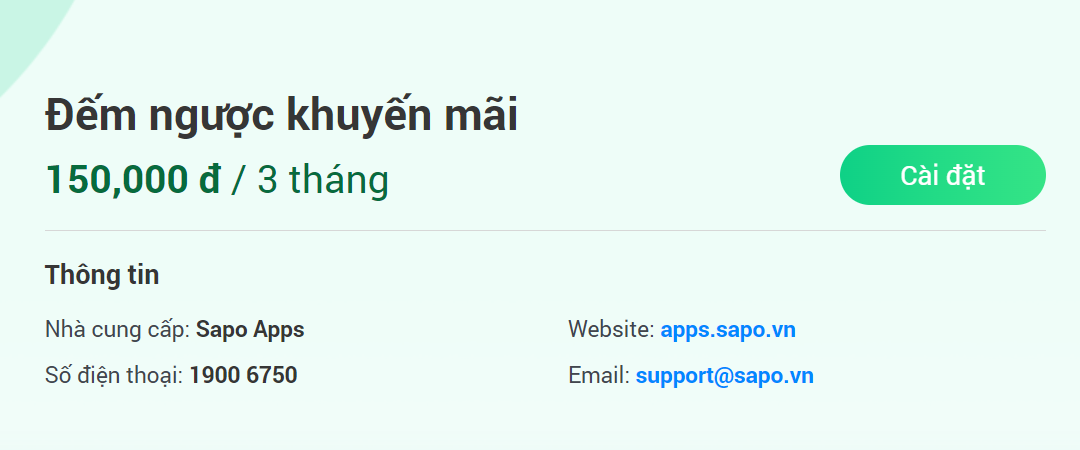 Ứng dụng Đếm ngược khuyến mãi