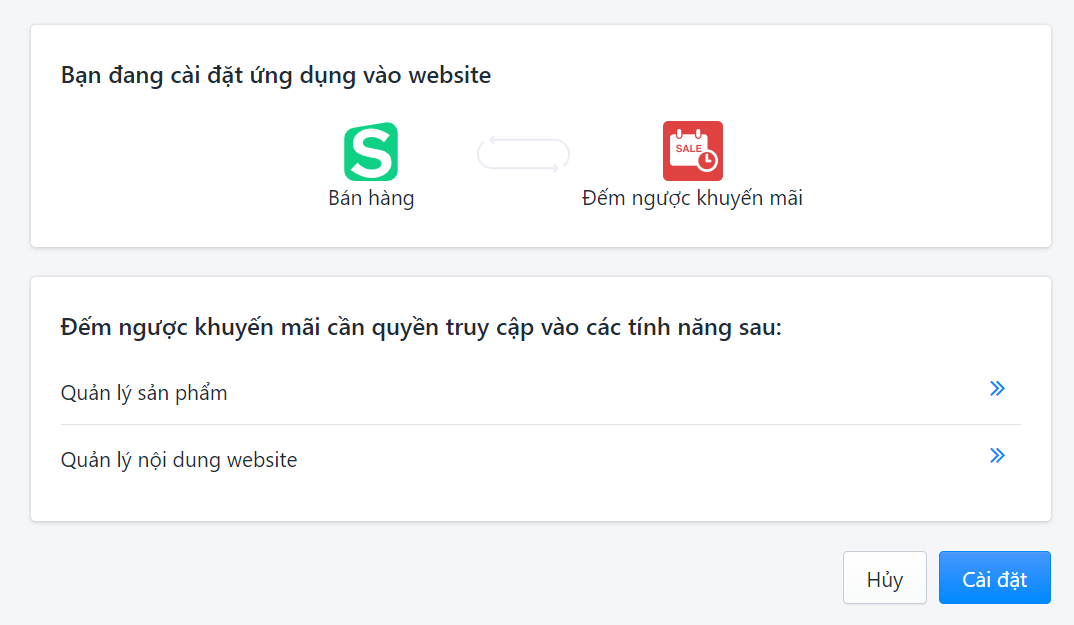 Ứng dụng Đếm ngược khuyến mãi