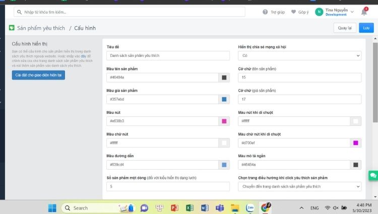 ứng dụng Sản phẩm yêu thích
