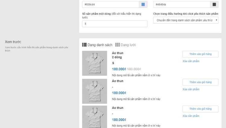 ứng dụng Sản phẩm yêu thích