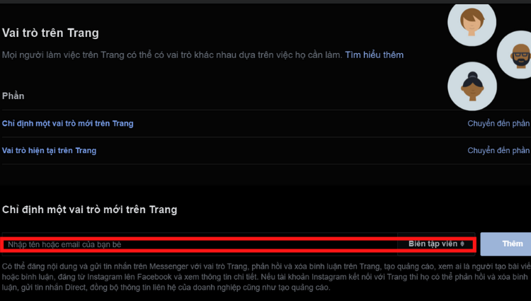 vai trò trên trang