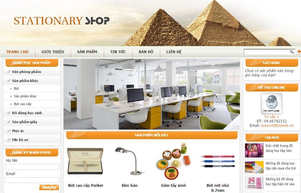 Giao diện tham khảo thiết kế website văn phòng phẩm