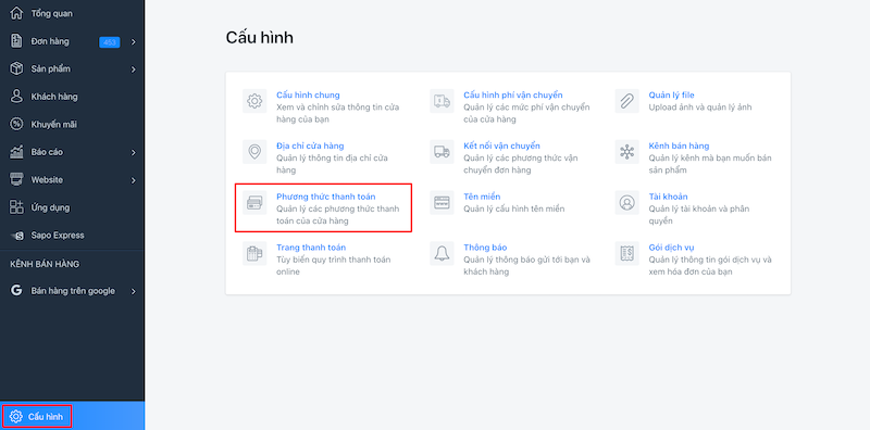 Tích hợp VTC Pay trên Sapo Web