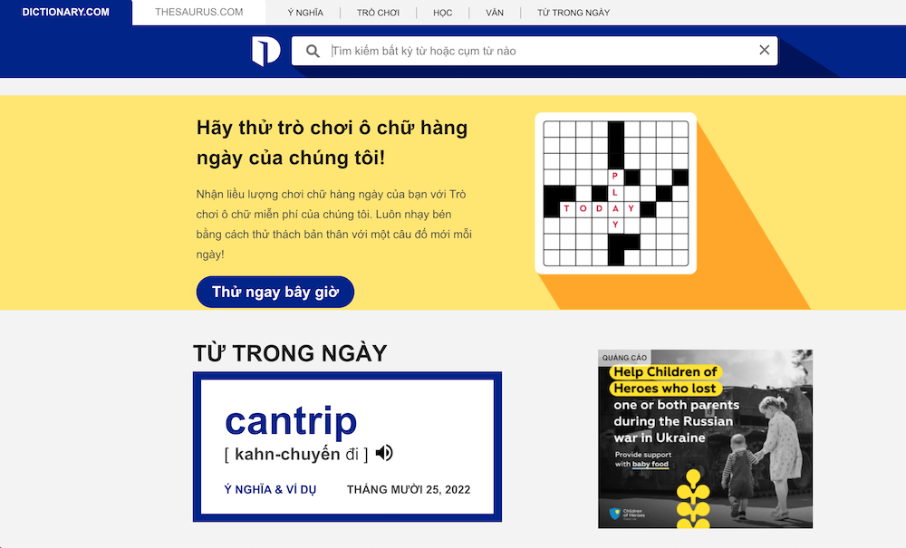 Trang web dịch sang tiếng anh Dictionary.com
