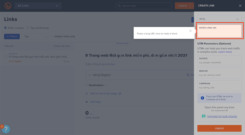 Web rút gọn link Bitly
