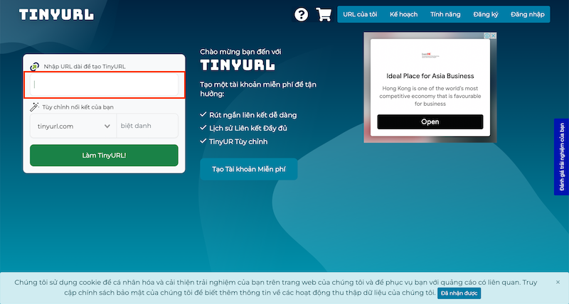 Website rút gọn link TinyURL.com